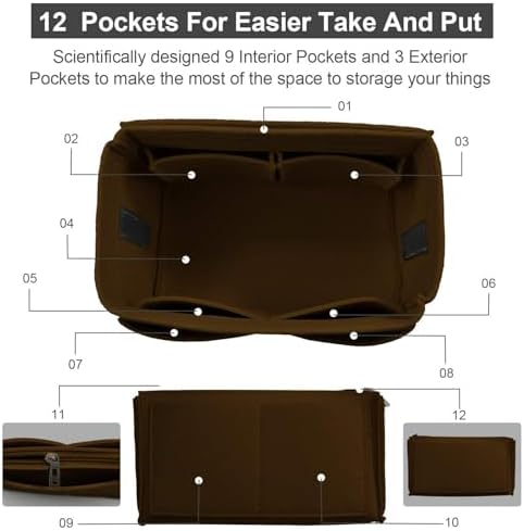 OMYSTYLE Purse Organizer Insert, Felt Tote Bag Organizer Insert with 5 Sizes, Handbag Dividers for Inside Purse, Compatible with Longchamp, Neverful, Speedy and More - Image 3