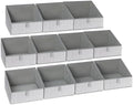 DIMJ Closet Storage Bins 10 Pack - Fabric Trapezoid Closet Organizer Bin, Foldable Storage Baskets for Shelves, Closet Shelf Organizer, Clothing Storage Box for Toys, Books, Towel, Clothes, Gray by DiMJ