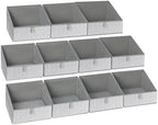 DIMJ Closet Storage Bins 10 Pack - Fabric Trapezoid Closet Organizer Bin, Foldable Storage Baskets for Shelves, Closet Shelf Organizer, Clothing Storage Box for Toys, Books, Towel, Clothes, Gray by DiMJ
