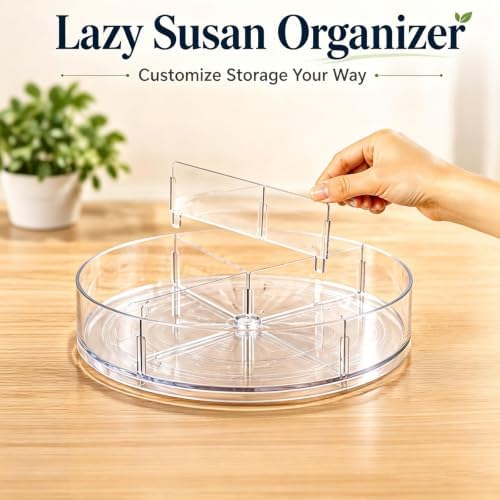 2 Pack Lazy Susan Organizer, 10.5 Inch Turntable Organizer with Non-Skid Base, Lazy Susan Organizer for Cabinet, Kitchen Countertop, Pantry, Refrigerator and Bathroom Storage (2 Pack, 11.5) - Image 7