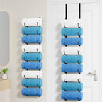 HapiRm Rolled Towel Racks for Bathroom - 9-Tier Over The Door & Wall Mounted Bathroom Towel Storage, Hanging Metal Organizer for Towels & Bath Sheets, Space Saving Rack for Bathroom, Camper, RV, Black by HapiRm