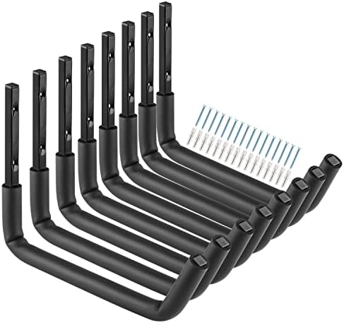 Garage Storage Ladder Hooks with 12" Jumbo Arm, 8 Pack Heavy Duty Wall Mounted Storage Hanger Utility Organizer for Bicycle, Folding Chairs, Bike and Garden Tools by Heavdace