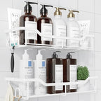 Kitsure Shower Caddy, Adhesive Shower Organizer, Large, White by Kitsure