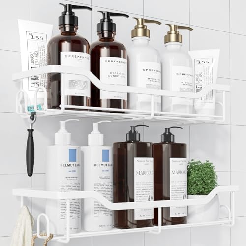 Kitsure Shower Caddy, Adhesive Shower Organizer, Large, White by Kitsure