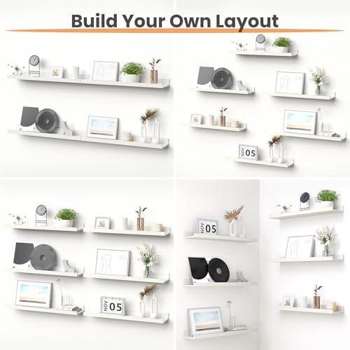upsimples Floating Shelves for Wall Decor and Storage, White, 6Pcs 23.6'' - Image 4