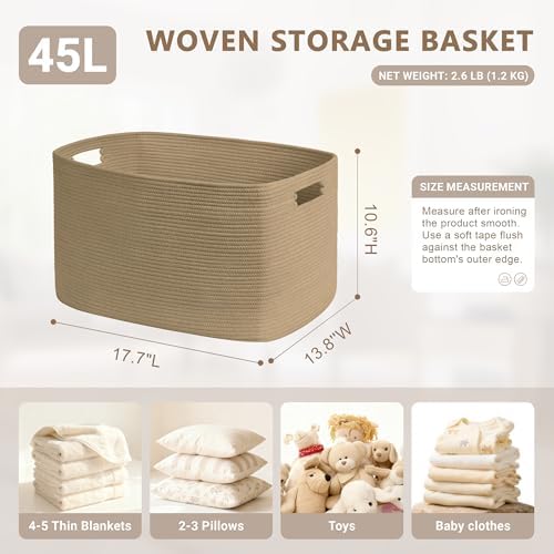 45L Small Woven Laundry Basket Hamper with Handles, Jute - Image 2