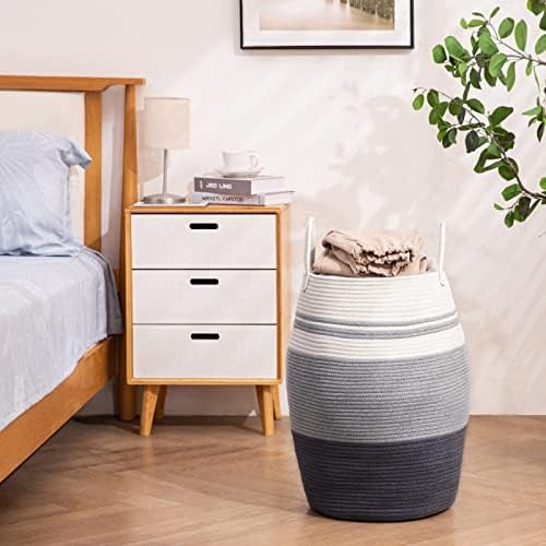 Extra Large Laundry Hamper Basket 105L Woven Blanket Basket, Grey - Image 3