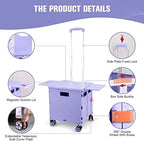 Foldable Utility Cart Folding Portable Rolling Crate with Magnetic Extended Lid,360°Rotate Wheels,176LBS Load Capacity,Heavy Duty Durable Dolly Cart for Teacher Tourist Shopping Office Outdoor - Image 3