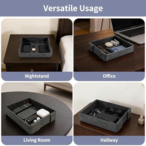 SITHON Valet Tray for Men Premium PU Leather Catchall Tray - Image 6