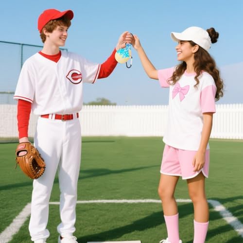 Ice Cream Drip Baseball Softball Dugout Organizer Bag Fence Hook Helmet Glove Hanger with Name Tag Sports Team Gifts Gear for Boys Girls Coach Mom Must Have Travel Accessory-2pcs - Image 6