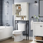 Over The Toilet Storage Cabinet, Over The Toilet Cabinet with Doors, Over Toilet Bathroom Organizer Above Toilet Storage Cabinet with Inner Adjustable Shelf and Anti-Tip Device, Cream White - Image 4