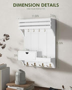 Rebee Vision Key Holder Wall Mount with Drawer & Shelf for Entryway, White - Image 6