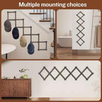 SCUNDA Rustic Wall Mounted Hat Rack with Space Saving Accordion Design, Expandable Hat Holder with 16 Wood Hooks, Modern Farmhouse Wall Hanger for Mug, Coat, Bags(Shabby Grey) - Image 3