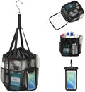 Shower Caddy Portable, Mesh Shower Caddy Hanging with Waterproof Phone Pouch Black, Large Capacity Shower Bag for College Dorm Room Essentials, Quick Dry Shower Basket for Gym, Camping, Swimming by onemoky