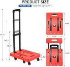 SPACEKEEPER Folding Hand Truck, 500 LB Heavy Duty Luggage Cart, Orange - Image 2