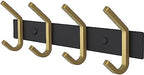 Coat Rack Wall Mount – Black and Gold Hook Rail with 4 Double Coat Hooks, 12 Inch Stainless Steel Wall Hooks for Entryway, Bathroom, Bedroom, Closet, Towel, Hat, Bag, Heavy Duty Organizer by SAYONEYES