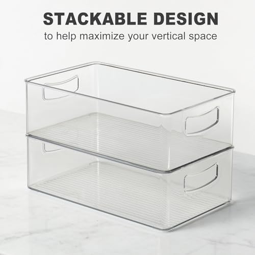 Heyuzb Set of 8 Clear Fridge Organizer Bins, Stackable Refrigerator Organizers and Storage for Fridge, Freezer, Pantry, BPA Free - Image 2