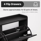Shoe Storage Cabinet with 4 Flip Drawers, Freestanding Shoe Organizer with Adjustable Shelf & Anti-Tipping Device, Hidden Shoe Rack for Entryway, Hallway, Foyer, Lounge（Black） - Image 4