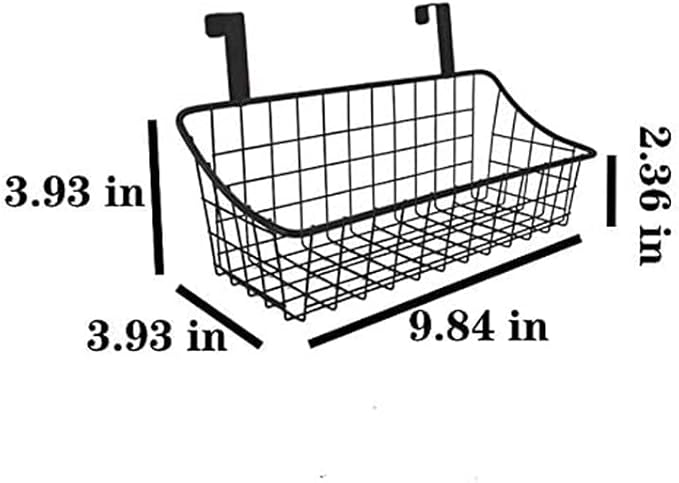 LeleCAT Basket with hook Grid Storage Basket, Hang it behind a door or on a railing, Over the Cabinet Door, Small, BLack,1 Pack - Image 2