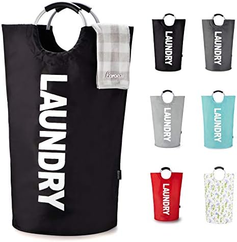 Caroeas 100L Laundry Basket,Large Laundry Hamper, Laundry Bag with Padded Handles, Clothes Hamper Stands Up Well, Collapsible Free Standing Easy Storage Washing Bin (Black,100L) by Caroeas