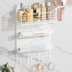3 Tier Hair Tool Organizer Wall Mount, curling iron holder Basket, White by VITVITI