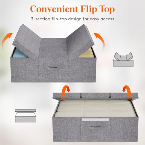 Lifewit 100L Under Bed Storage Containers, 11.8 Inch Tall Underbed Clothes Storage Organizer Bin with Sturdy Sidewalls, Bottom, 3 Lids, Deep Storage Drawer for Clothes, Shoes, Blankets, Pillows 2 Pack - Image 5