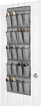 Whitmor 20 Pocket Over the Door Shoe Bag Crosshatch Gray by Whitmor