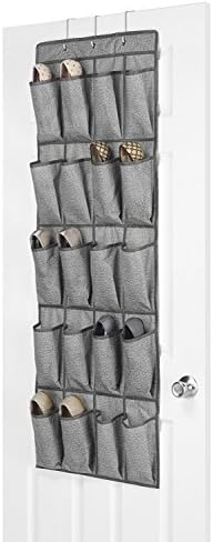 Whitmor 20 Pocket Over the Door Shoe Bag Crosshatch Gray by Whitmor