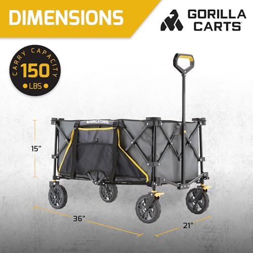 Gorilla Carts Collapsible Folding Outdoor Utility Wagon, 7 Cu Ft, Gray - Image 3