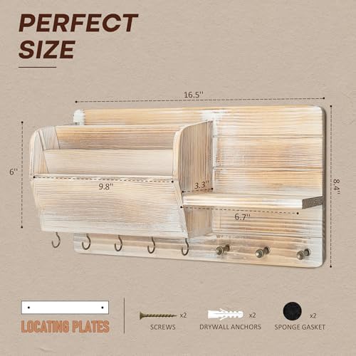 Rebee Vision Pine Wood Key Holder Wall Mount for Home Decor, Natural Wood - Image 2