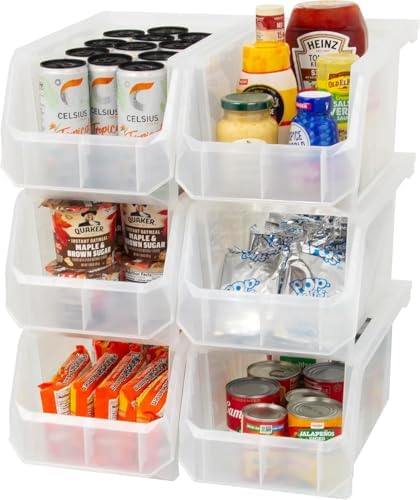 Akro-Mils ReadySpace Large Stackable Plastic Storage Bins, 6-Pack, Clear by Akro-Mils