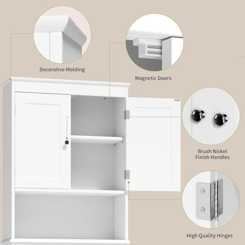 Gizoon Over the Toilet Storage Cabinet with Adjustable Shelf, White - Image 5