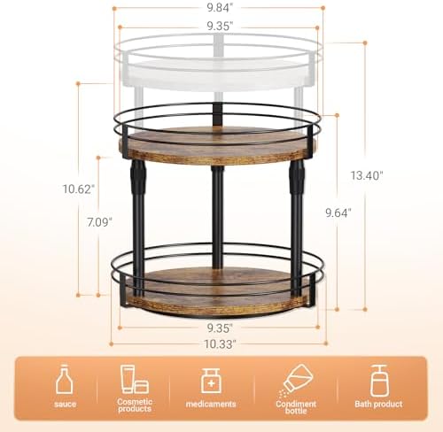 Across-Star Lazy-Susan-Organizer-Spice-Rack, Rotating Spice Organizer For Cabinet Pantry, Seasoning Holder Spice Shelf With Adjustable Height, Kitchen Counter Shelf Countertop Organizer - Image 5