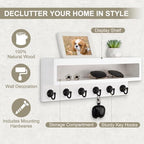 Key and Mail Holder Wall Mount with Long Storage Box and 6 Hooks - Image 2