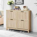 4-Flip Drawer Shoe Cabinet Narrow Entryway Rack, Oak by VIPLUMI