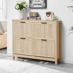 4-Flip Drawer Shoe Cabinet Narrow Entryway Rack, Oak by VIPLUMI