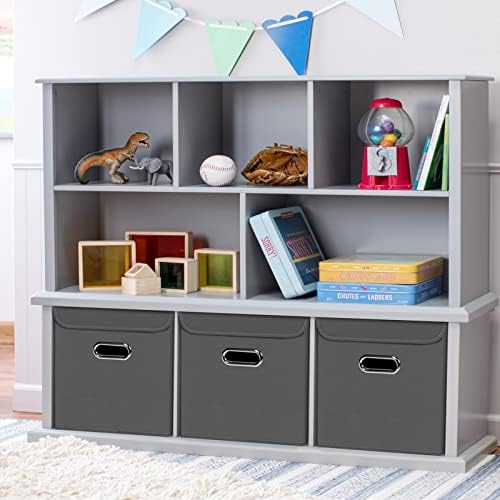 Closet Organizers Fabric Storage Bins With Lids Collapsible Cube Storages Organizer Basket With Handles,Storage Boxes for Clothes Storage,Office,Toys,3 Pack,（Grey - Image 5