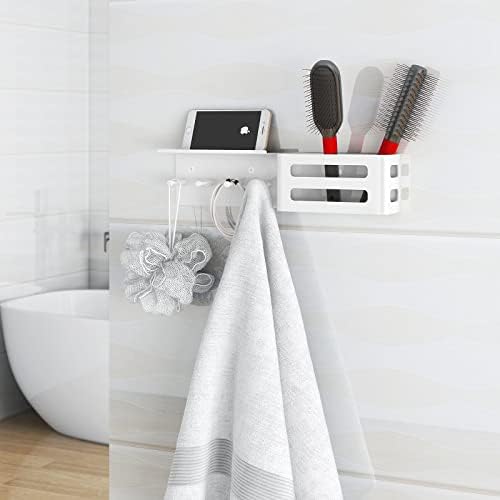 MKO Key Holder Wall Mount, Adhesive Key Hanger with 4 Hooks for Wall, White - Image 4