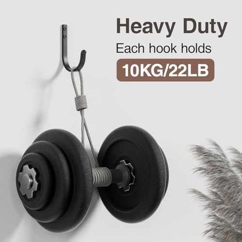 22LB Wall Hooks for Hanging Towel/Coat, Black 5 Pack - Image 2