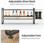 SNTD Expandable Metal Shoe Rack for Closet, Entryway & Garage, 2-Tier, Grey | Adjustable Height for Boots, Stackable Design, Dense Mesh Shelves for Heels, Fits Small Spaces, Apartments and Rentals - Image 7