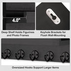 Lwenki Key Holder Wall Mount, Entryway Key and Mail Holder with 7 Sturdy Hooks for Sunglasses, Dog Leash, Decorative Wall Shelf with Mounting Hardware, 15”W x 6.7”H x 4.2”D - Image 3