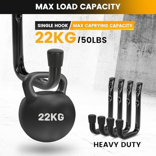 GURADESIGN 8-Pack Heavy Duty Garage Hook for Hanging 50 lbs, J Utility Hooks for Garage, Metal Wall Hooks Heavy Duty, Garage Hook for Hanging, Black - Image 3