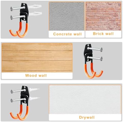 KURUI Heavy Duty Garage Hooks for Hanging, 2 Pack Metal Garage Organization Hooks, Garage Storage Hooks for Ladder Extension Cord Cable, Wall Mount Small Utility Hooks, Garden Tool Organizer/Hanger - Image 7
