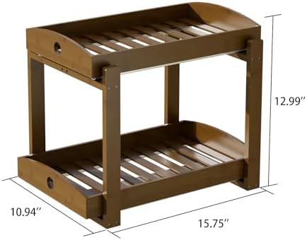 Bamboo Under Sink Organizer 2 Tier Pull Out Cabinet Storage Drawer - Image 3