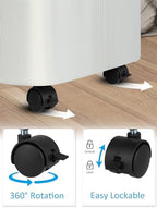efluky Laundry Basket with Wheels, Tall Rolling Laundry Hamper with Lid and Removable Bag, Aesthetic Dirty Clothes Hamper on Wheels for Laundry Room, Bedroom, Dorm and Bathroom, 100L Black - Image 3