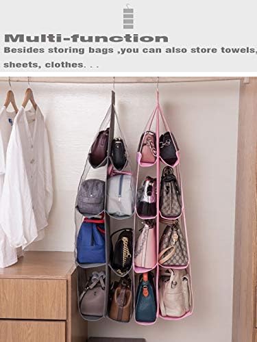 AARAINBOW 1 Pack Hanging Handbag Purse Organizer for Closet, 8 Pockets Wardrobe Space Saving Purse Holder, Handbag Storage Bags Hanging, Womens Purse Storage Organizers, 41L x13.5W (B-Dark Gray) - Image 6