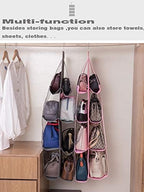 AARAINBOW 1 Pack Hanging Handbag Purse Organizer for Closet, 8 Pockets Wardrobe Space Saving Purse Holder, Handbag Storage Bags Hanging, Womens Purse Storage Organizers, 41L x13.5W (B-Dark Gray) - Image 6