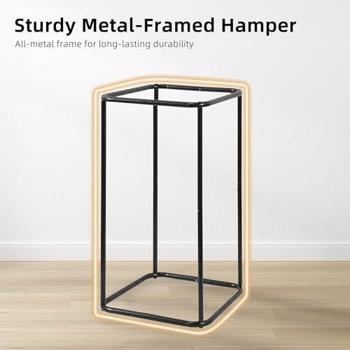STORAGE MANIAC Mesh Laundry Hamper, 23.7 Gal. Tall Laundry Basket for Airflow, Strong Metal Dirty Clothes Hamper for College Dorm, Bedroom, Bathroom, Clothes Bin, White & Black - Image 2