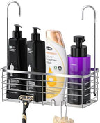 SHANSHUI Shower Hanging Caddy, Bathroom Shower Organizer Basket, Shampoo Bracket, Over Door Showers Rack with Hooks, 304 Stainless Steel Rustproof by SHANSHUI