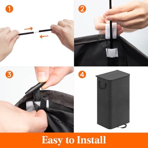 Lifewit Single Laundry Hamper with Lid, Removable Laundry Bags, Black - Image 3